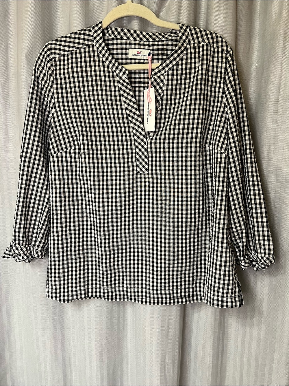 Vineyard Vines Black and White Gingham Tunic Top